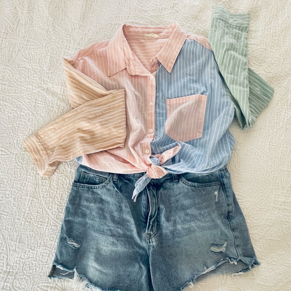 Retro multi colored button up